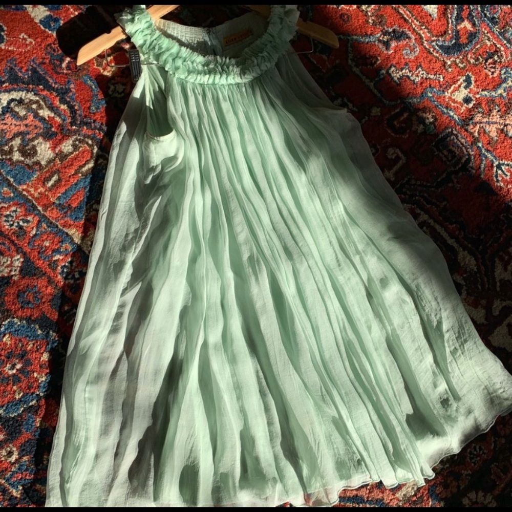 Alice + Olivia mint silk/chiffon babydoll dress
